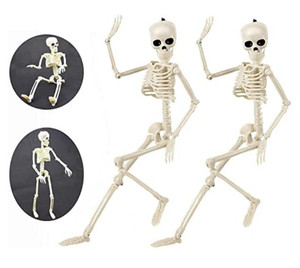 lot 16582 image: KizsKoeld Skeleton Halloween Decoration - 2 Pack 15.8 Life Size Posable Skeletons Halloween Prop Decor for Haunted House Hanging Skeleton for Graveyard IndoorOutdoor Decor