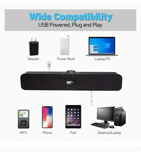 lot 16588 image: Computer Speakers,Wired USB Desktop Speaker,Stereo USB Powered Mini Sound Bar Speaker for PC Tablets Desktop Cellphone Laptop MP3