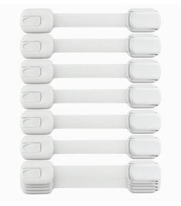 lot 16601 image: Child Safety Strap Locks (10 Pack) Baby Locks for Cabinets and Drawers, Toilet, Fridge & More. 3M Adhesive Pads. Easy Installation, No Drilling Required, White
