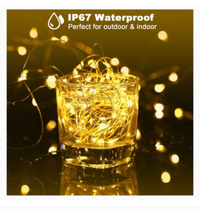 lot 16614 image: Lot Of 2 - KPafory Fairy Lights Battery Operated, 2 Pack 20Ft 60LEDS Twinkle Lights with Remote Control Timer Waterproof for Bedroom Party Wedding Christmas Indoor and Outdoor Decorations