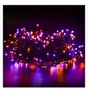lot 16615 image: FUNPENY 300 LED Indoor String Lights, 100 FT Plug in Waterproof String Lights with 8 Modes for Halloween Thanksgiving Christmas Garden Decoration, Indoor and Outdoor Decorations (Purple-Orange)