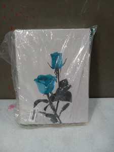 lot 16623 image: Canvas Framed Wall Art - Blue Roses , 3 PCS ( 16 x 12  )