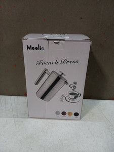 lot 16630 image: Meelio Small French Press Coffee Maker, Double-Wall Insulated French Press Coffee Press Stainless Steel, Included 2 Extra Fliters and 1 Coffee Spoon (350ML, 12 OZ)