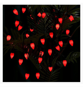 lot 16633 image: Lot Of 4 - C7 Halloween  Strawberry String Lights - 50 LED 24Ft Orange Light with 30v Plug in - Extendable 8 Modes Fairy Halloween Lighting for Outdoor Garden Yard Home Halloween Party