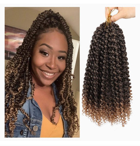 lot 16638 image: 7 packs Passion Twist Crochet Hair 12 Inch Bohemian Curly Braids Water Wave Hair for Passion Twist Braiding Hair 22 Strandspack Synthetic Fiber Hair Extensions (#1B27)
