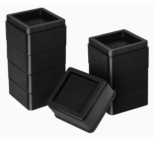 lot 16650 image: Utopia Bedding Pack of 8 Furniture and Bed Risers - Durable Plastic and Anti Slip Foam & Rubber Pad - 2 Inch Stackable Square Risers for Sofa, Bed, Table, and Chair Lifts (Black)