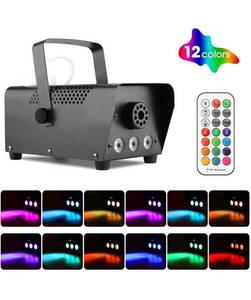 lot 17530 image: Halloween Fog Machine with Lights - 3 Stage LED Lights with 12 Colors & Strobe Effect for Party Wedding Holiday Christmas - Fansteck 500W Upgraded Remote Portable Smoke Machine