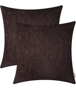lot 17534 image: BRAWARM Dark Brown Pillow Covers 20 X 20 Inches, Deep Brown Chenille Throw Pillows Pack of 2, Soft Comfy Chenille