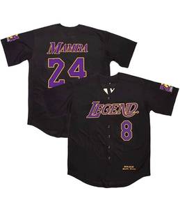 lot 17540 image: Mens Mamba #8 #24 Baseball Jersey Hip Hop Button Down Shirts Stitched. Size (S)