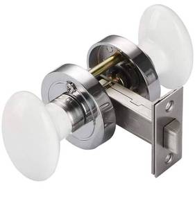 lot 17542 image: Porcelain Door Knob, White Door Knobs, Keyless Door Handles (Oval White Knob)