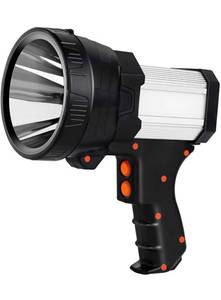 lot 17553 image: Mo.tools Rechargeable spotlight,Super Bright 6000 Lumens LED Searchlight Handheld,Foldable Tripod and Storage Bag,Flashlight Power Bank Function Outdoor spotlight flashlight Camping Flood searchlight