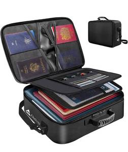 lot 17555 image: Fireproof Bag with Lock (TSA Approved) No Key Required  Fireproof Document Bag