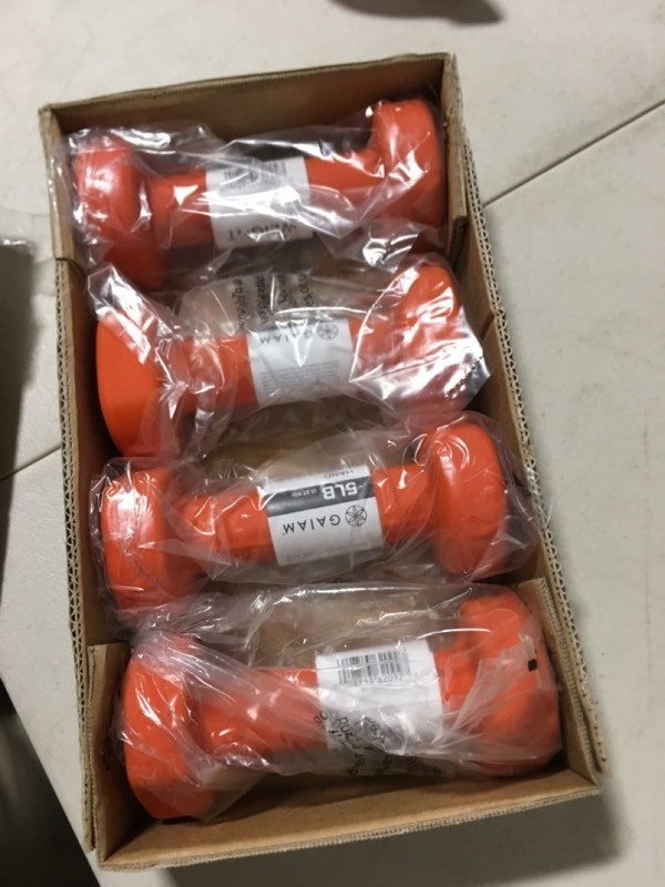 lot 9105 image: Gaiam Neoprene Dumbbell, Orange, 5 Lbs, Single Weight