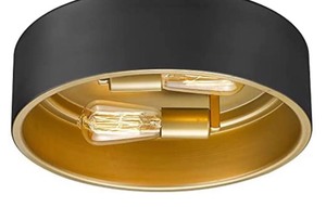 lot 1319 image: FEMILA 14inch Flush Mount Ceiling Light, 2-Light Close to Ceiling Light Fixture, Black Gold Finish, 4FH44-F BKG