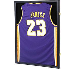 lot 1322 image: Jersey Display Frame Case, Large Lockable Shadow Box Sports Jersey Frame with 98% UV Protection Acrylic and 2 Hanger for Baseball Basketball Football Soccer Hockey Shirt,Uniform, Graduates Black