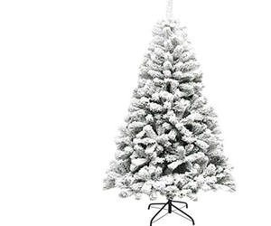 lot 1336 image: Super Holiday 7.5ft Snow Flocked Hinged Artificial Pine Christmas Tree Holiday Decoration with Solid Metal Stand, Xmas Full Tree for Indoor and Outdoor(7.5ftSnow)