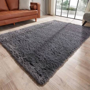 lot 1358 image: GKLUCKIN Shag Ultra Soft Area Rug, Fluffy 3x5 Dark Grey Plush Indoor Fuzzy Faux Fur Rugs Non-Skid Furry Carpet for Living Room Bedroom Nursery Kids Playroom Deco
