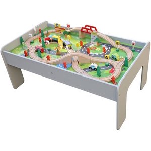lot 1361 image: Pidoko Kids Train Table, Grey with 90 Pcs Train Set and Accessories - Perfect Toy Gift Set for Boys & Girls (Gray)