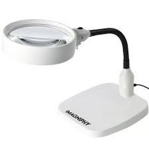 lot 1365 image: iMagniphy 8X Desktop Magnifier with Powerful LED Light - Extra Large 5.5 Inch Lens & Sturdy Base Desk Lamp - Magnifying Glass Light Stand for Close Work, Reading, Hobbies, Crafts, Reading, Sewing