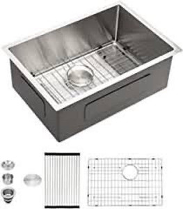 lot 1392 image: Stainless Steel Bar Sink 23x18 - Sarlai 23 Inch Undermount Kitchen Sink Single Bowl 16 Gauge Stainless Steel RV Sink Bar Prep Sink Basin