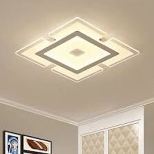 lot 1401 image: Nordic Ultrathin LED Flush Mount with Square Acrylic Shade Ceiling Fixture in WarmWhite