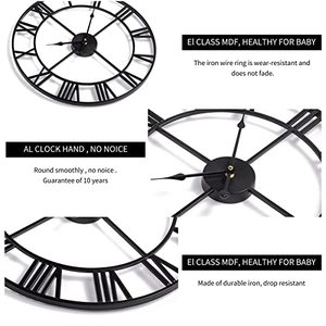lot 1402 image: Large Wall Clock, Metal Retro Roman Numeral Clock, Modern Round Silent Wall Clocks, Easy to Read for Living RoomHomeKitchenBedroomOfficeSchool Decor (Black, 18 Inch)