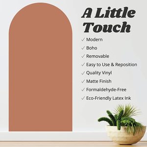 lot 1423 image: MINICK Arch Wall Decal Decor Sticker - Boho Wall Decor Sticker, Boho Decal, Wall Decals for Living Room, Wall Mural Boho Decor, Removable Arch Wall Stickers, Peel and Stick (Brownish-Terracotta)