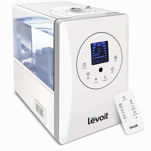 lot 1443 image: LEVOIT Humidifiers, 6L Warm and Cool Mist Ultrasonic Humidifier in White for Bedroom with Remote and Humidity Monitor, Vaporizer for Large Room, Home, Waterless Auto Shut-off
