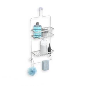 lot 5757 image: Better Living Products 13213 ASTRA 2 Tier Aluminum Shower Organizer with Hooks