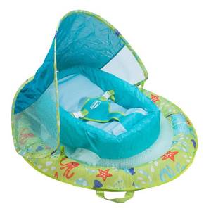 lot 5768 image: SwimWays Inflatable Fabric Infant Baby Spring Swimming Pool Float with Canopy