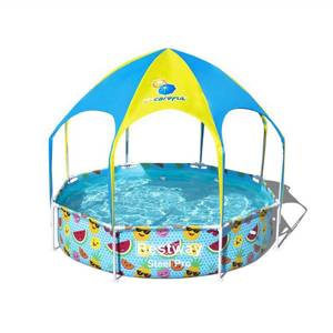 lot 5771 image: Bestway - 8 Ft x 20 In UV Careful Splash in Shade Spray Round Swimming Pool, Fruit - Multi