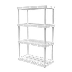 lot 5776 image: SHELVING UNIT GL LD WHT