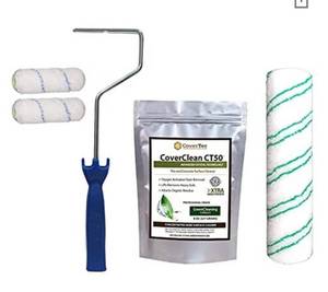 lot 5797 image: CoverTec T7-51S0-REQ4 GlazeGuard Floor Sealer Application Kit with Two 4 Inch, One 9 Inch Microfiber Rollers, and 8 oz CT-50 CoverClean Surface Prep