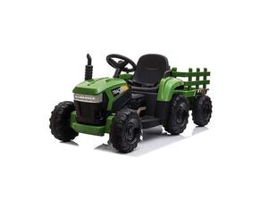 lot 5817 image: TOBBI 12 Volt Battery Operated Toy Tractor with Pull Behind Trailer, Dark Green