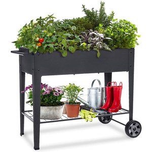 lot 5835 image: FOYUEE Raised Planter Box with Legs Outdoor Elevated Garden Bed On Wheels for Vegetables Flower Herb Patio