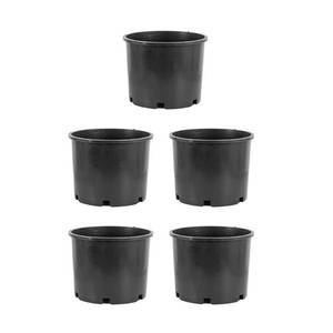 lot 5858 image: Pro Cal 5 Gallon Premium Nursery Black Plastic Planter Garden Grow Pots, 5 Pack