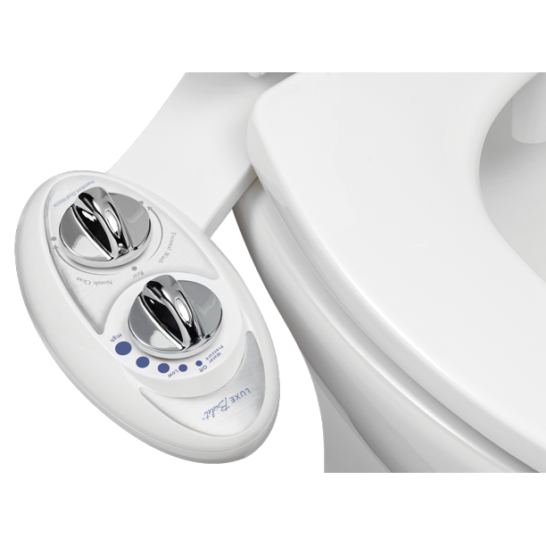 lot 211 image: LUXE Bidet W85 Fresh Water Dual-Nozzle Self-Cleaning Non-Electric Bidet Attachment, Pearl Grey