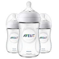 lot 220 image: Philips AVENT Natural Baby Bottle, Clear, 9oz, 3 pack, SCF01337