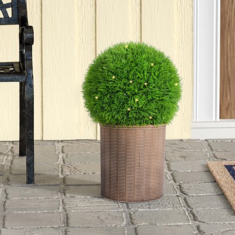 lot 233 image: Better Homes & Gardens Outdoor Solar 18 Pine Needles Grass Topiary Decor