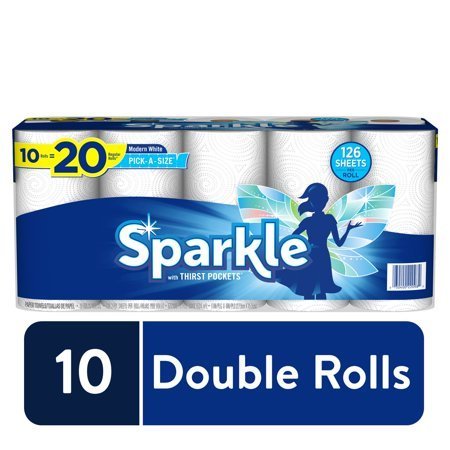 lot 238 image: Sparkle Pick-A-Size Paper Towels, White, 10 Double Rolls