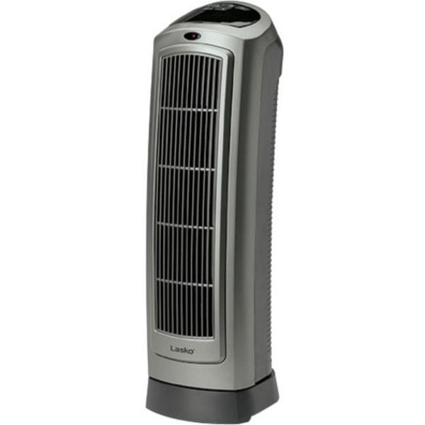 lot 239 image: Lasko 1500W Ceramic Tower Space Heater with Remote, 5538, Grey