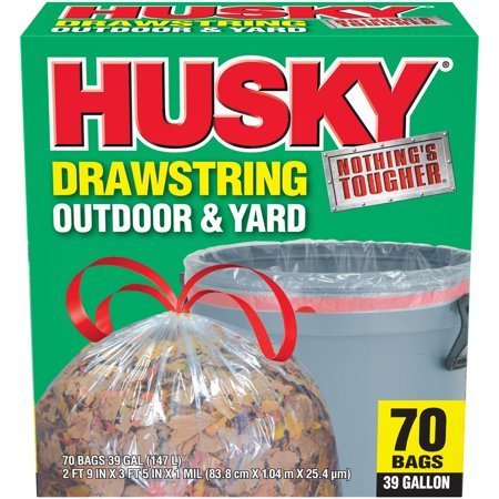 lot 316 image: Husky 39 Gal Drawstring 70 Ct Clear Yard Bag