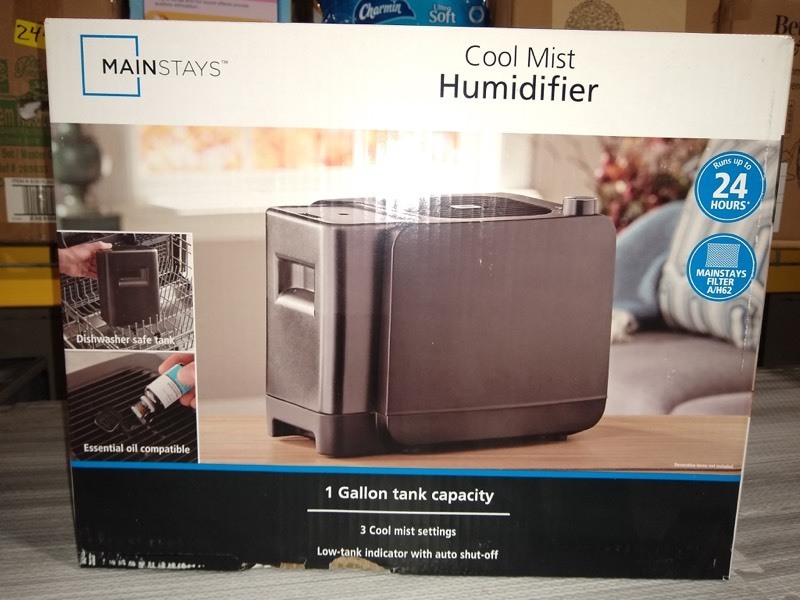 lot 317 image: Mainstays Cool Mist Humidifier, 1 gal, MDH-0103JB, Black