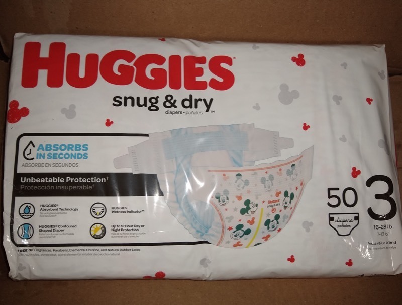 lot 326 image: Huggies Snug & Dry Baby Diapers, Size 3, 50 Ct