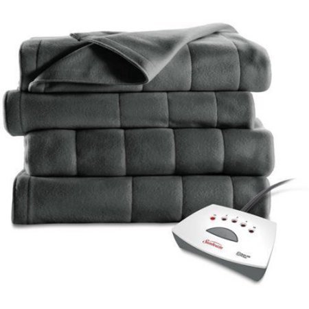 lot 339 image: Sunbeam Heated Microplush Blanket with Dial Controller, Full (72 x 84), Blue