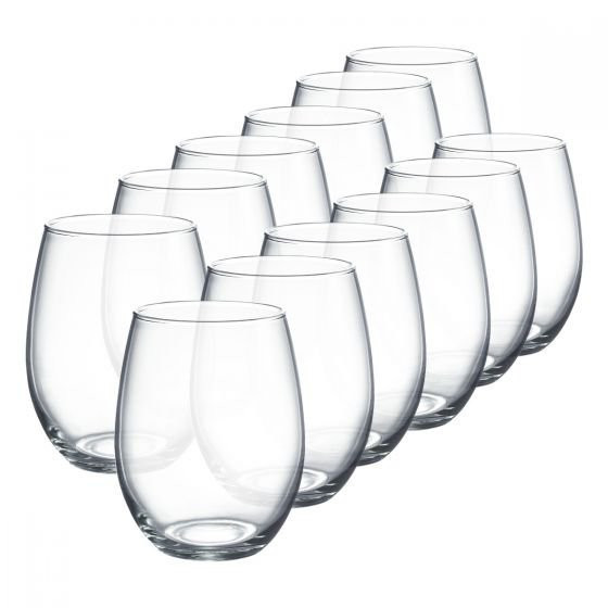 lot 342 image: Luminarc 15 oz. Cachet Clear Stemless Wine Glass 12 Piece Set