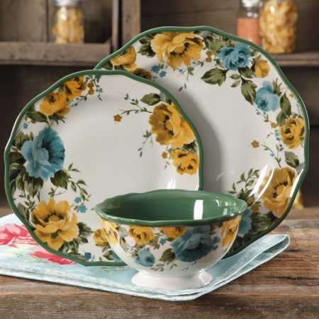 lot 344 image: The Pioneer Woman Rose Shadow 12-Piece Dinnerware Set
