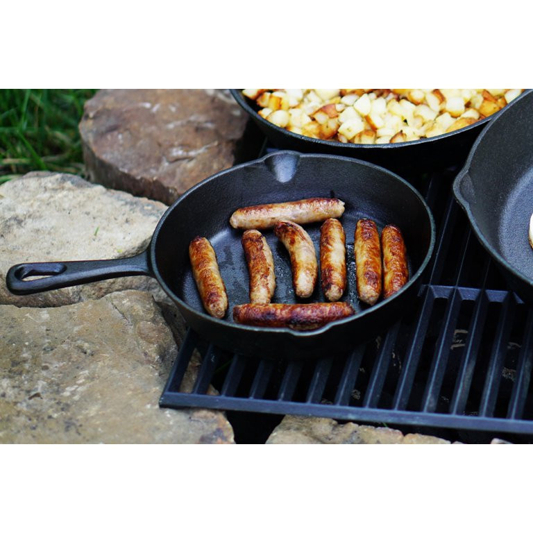 lot 356 image: Ozark Trail 3 Piece Cast Iron Skillet Set, Pre-seasoned (8, 10.5, 12)