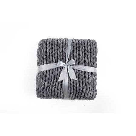 lot 375 image: Silver One Chunky Knitted Throw Blanket, 50 x 60, Soft Grey Duo