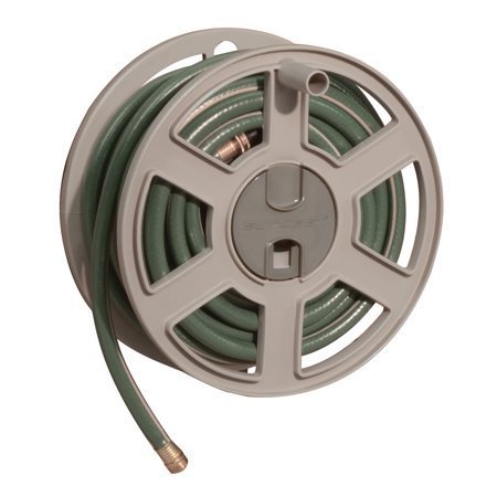 lot 433 image: Suncast 100 ft. Sidewinder� Mounted Resin Hose Reel, Taupe